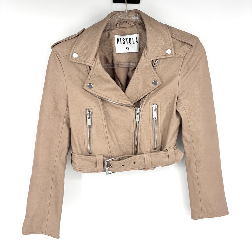 Pistola Tracy Faux Leather Moto Jacket Size‎ XS Latte Biker Baddie Neutral